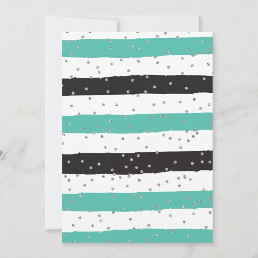 チアリーティングターコイズシルバーブラック応援誕生日 招待状 (裏面)