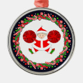 チアリーティングチアリーダーホリデーギフト メタルオーナメント (正面)