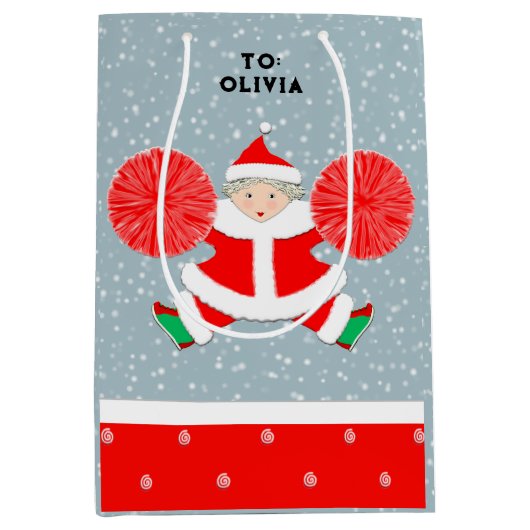 チアリーティングパーソナライズされたクリスマス ミディアムペーパーバッグ (正面)