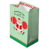 チアリーティングパーソナライズされたクリスマス ミディアムペーパーバッグ (裏面アングル)