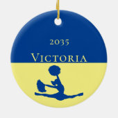 チアリーティングパーソナライズされた任意の色のクリスマス セラミックオーナメント (裏面)