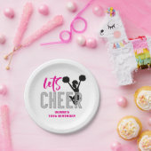 チアリーティングピンクシルバーブラック応援誕生日 ペーパープレート (パーティー)