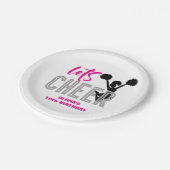 チアリーティングピンクシルバーブラック応援誕生日 ペーパープレート (アングル)