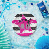 チアリーティングピンクシルバーブラック応援誕生日 ペーパープレート (パーティー)