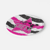 チアリーティングピンクシルバーブラック応援誕生日 ペーパープレート (アングル)