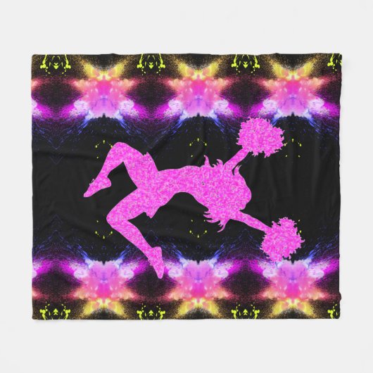 チアリーティングフリースブランケット鮮やかの色。 フリースブランケット (正面(横))