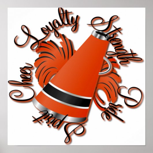 チアリーティングブラックとオレンジのクォリティ ポスター (正面)