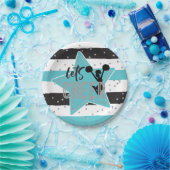 チアリーティングブルーシルバーブラック応援誕生日 ペーパープレート (パーティー)