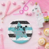 チアリーティングブルーシルバーブラック応援誕生日 ペーパープレート (パーティー)