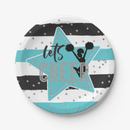 チアリーティングブルーシルバーブラック応援誕生日 ペーパープレート