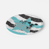 チアリーティングブルーシルバーブラック応援誕生日 ペーパープレート (アングル)