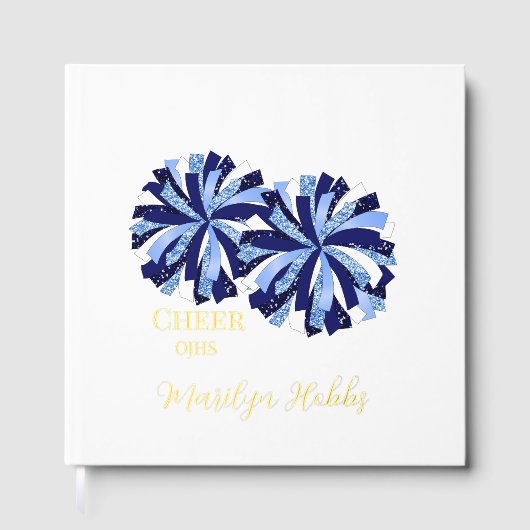 チアリーティングポムポムズフォイルパーソナライズされたスクラップブック ゲストブック (正面)