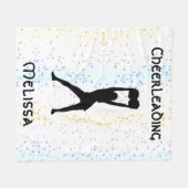 チアリーティングレインボーパーソナライズされた紙吹雪 フリースブランケット (正面(横))