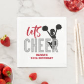 チアリーティングレッドシルバーブラック応援誕生日 スタンダードランチョンナプキン (インサイチュ)