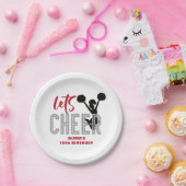 チアリーティングレッドシルバーブラック応援誕生日 ペーパープレート (パーティー)