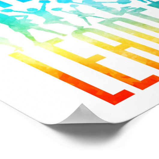 チアリーティング応援応援引出線水色 ポスター (角)