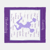 チアリーティング用語タイポグラフィ紫 フリースブランケット (正面(横))