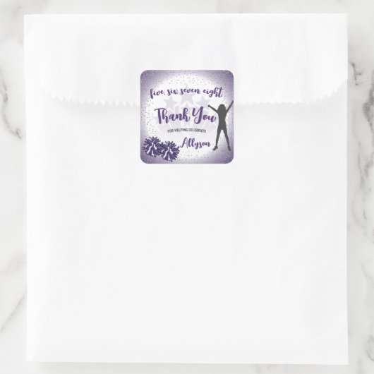 チアリーティング誕生日パーティーパープルありがとう好意 スクエアシール (バッグ)