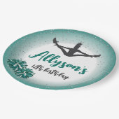 チアリーティング誕生日パーティー、エイジグリーン ペーパープレート (アングル)