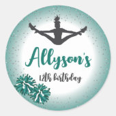 チアリーティング誕生日パーティー、エイジグリーン ラウンドシール (正面)