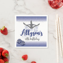 チアリーティング誕生日パーティー、任意の年齢ネイビーブルー スタンダードカクテルナプキン