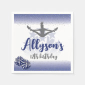 チアリーティング誕生日パーティー、任意の年齢ネイビーブルー スタンダードカクテルナプキン (正面)