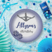 チアリーティング誕生日パーティー、任意の年齢ネイビーブルー ペーパープレート (パーティー)