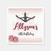 チアリーティング誕生日パーティー、任意の年齢ピンク スタンダードカクテルナプキン (正面)