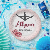 チアリーティング誕生日パーティー、任意の年齢ピンク ペーパープレート (パーティー)