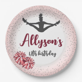 チアリーティング誕生日パーティー、任意の年齢ピンク ペーパープレート