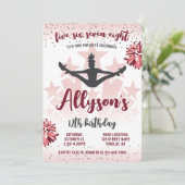 チアリーティング誕生日パーティー、任意の年齢ピンク 招待状 (スタンド正面)