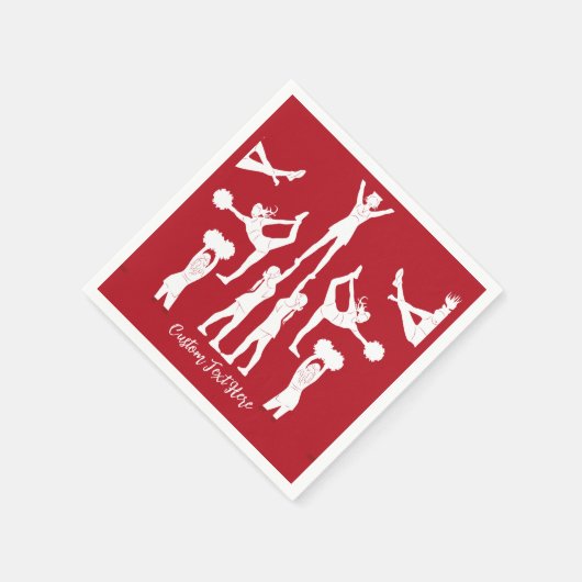 チアリーティング赤白チアリーダーパーソナライズされた スタンダードカクテルナプキン (角)