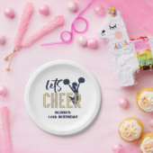 チアリーティング金ゴールドとネイビー応援誕生日 ペーパープレート (パーティー)