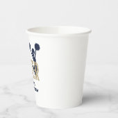 チアリーティング金ゴールドとネイビー応援誕生日 紙コップ (左)