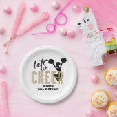 チアリーティング金ゴールド及びブラック応援誕生日 ペーパープレート (パーティー)
