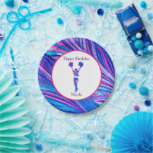 チアリーティング"ハッピーバースデー"ピンクパープルブルー ペーパープレート (パーティー)
