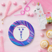 チアリーティング"ハッピーバースデー"ピンクパープルブルー ペーパープレート (パーティー)