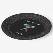 チアリーティング"ハッピーバースデー"ブラックスパークル ペーパープレート (アングル)