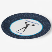 チアリーティング"ハッピーバースデー"ブルースパークル ペーパープレート (アングル)