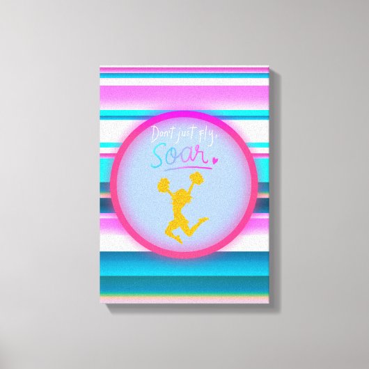 チアリーティング「飛ばすだけじゃない、飛び散る」ストライプ キャンバスプリント (正面)