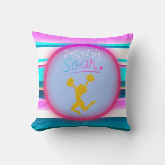 チアリーティング「飛ばすだけじゃない、飛び散る」ストライプ クッション (正面)