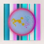 チアリーティング「飛ばすだけじゃない、飛び散る」ストライプ ジグソーパズル (横)