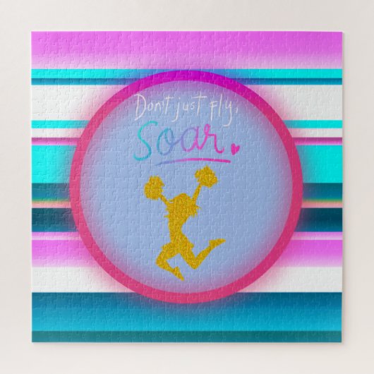 チアリーティング「飛ばすだけじゃない、飛び散る」ストライプ ジグソーパズル (縦)