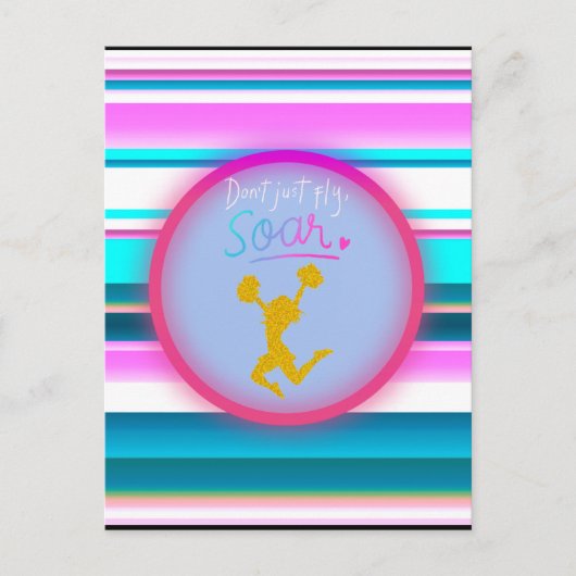 チアリーティング「飛ばすだけじゃない、飛び散る」ストライプ ポストカード (正面)