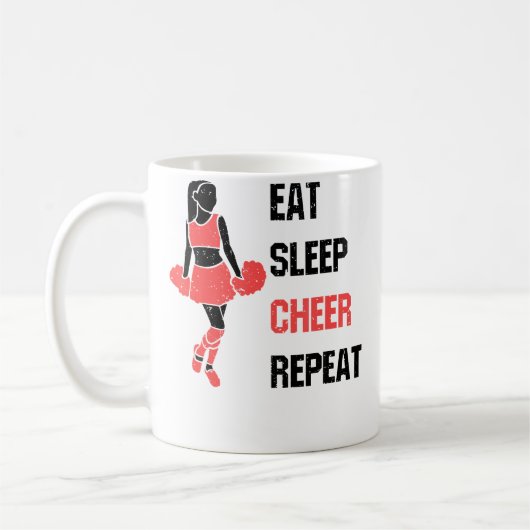 チアリーディングコーチの日常 Eat Sleep Cheer Repeat コーヒーマグカップ (左)