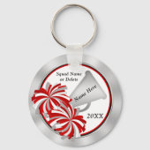 チアリーパーソナライズされたダーの贈り物アイディア赤と白, キーホルダー (正面)