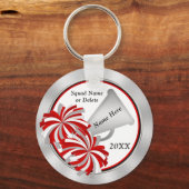 チアリーパーソナライズされたダーの贈り物アイディア赤と白, キーホルダー (正面)