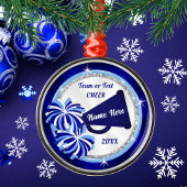 チアリーパーソナライズされたダーオーナメント、ブルース、ホワイト メタルオーナメント