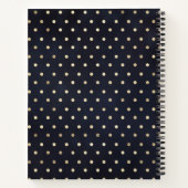 チアリーパーソナライズされたダーネービーブルー金ゴールド水玉模様 ノートブック (裏面)
