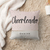 チアリーパーソナライズされたダーピンク金ゴールド&大理石ドット クッション (ブランケット)